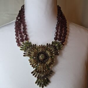 Heidi Daus Asters Pet Pretty Swarovski Crystal Beaded Drop Necklace NWT